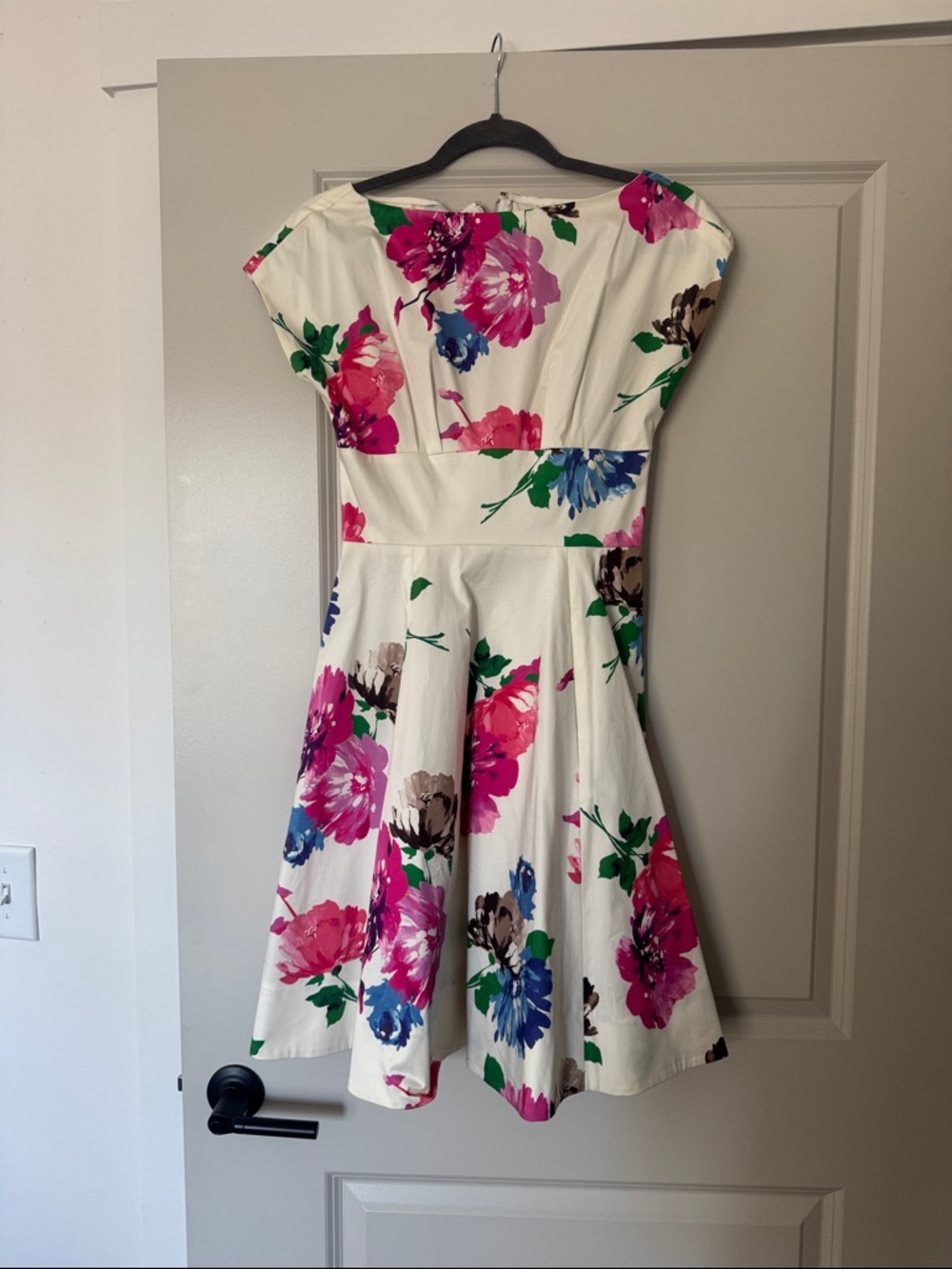 kate spade White Fit-and-Flare Dress with Pink, Blue & Green Floral Print